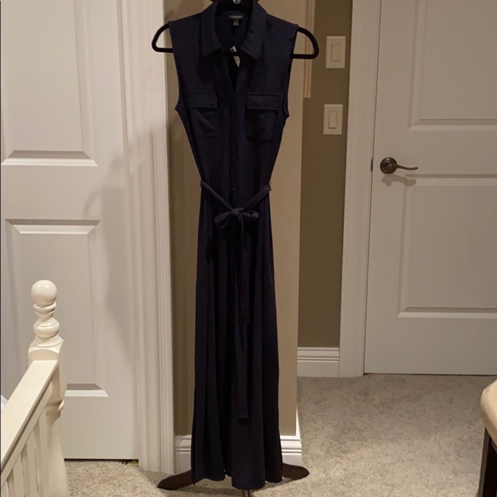 TALBOTS navy maxi dress with tie